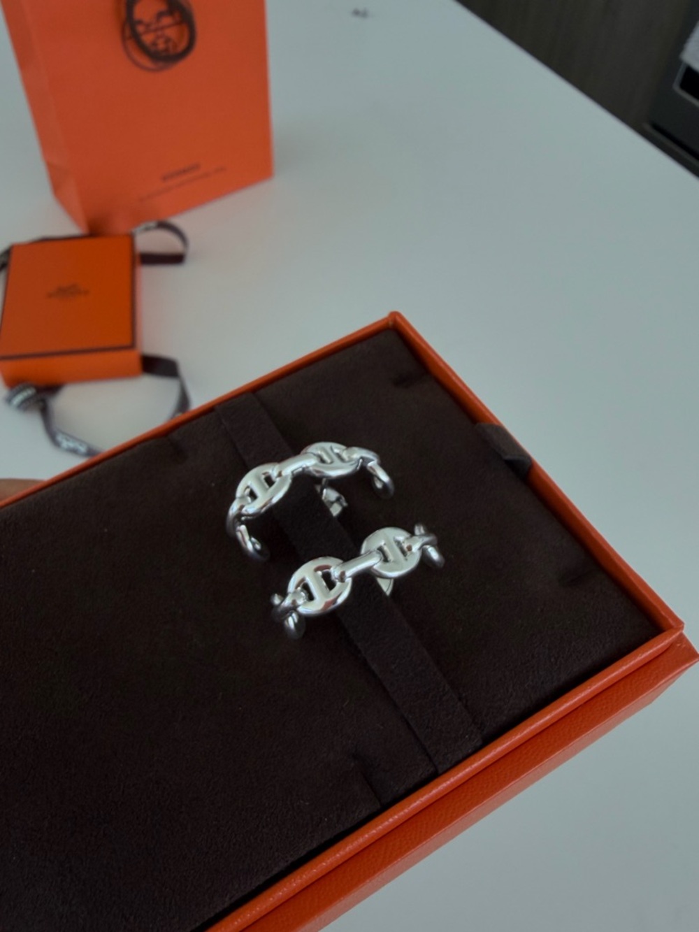 Hermes Chaine d'ancre Enchainee ear climber earrings